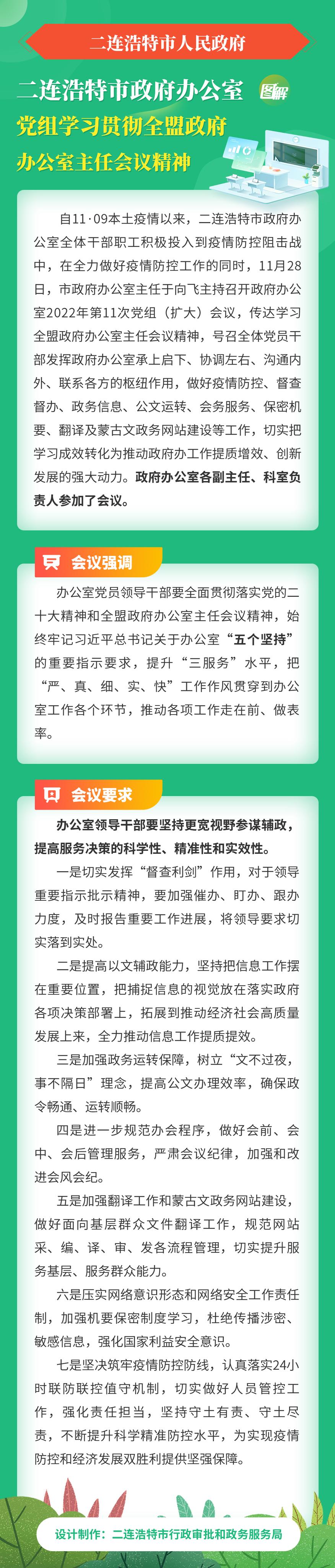 二连浩特市政府办公室党组学习贯彻全盟政府办公室主任会议精神